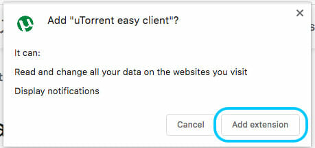 uTorrent easy client追加の確認ダイアログ