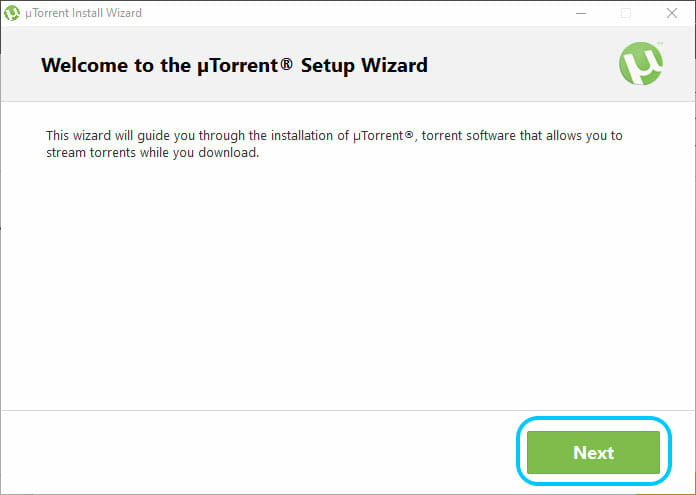 uTorrentデスクトップ版のセットアップウィザード画面
