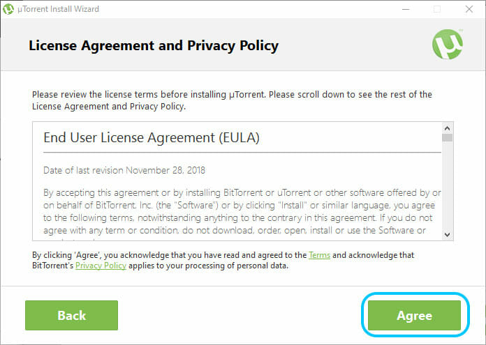 uTorrentデスクトップ版利用許諾契約及び個人情報保護方針
